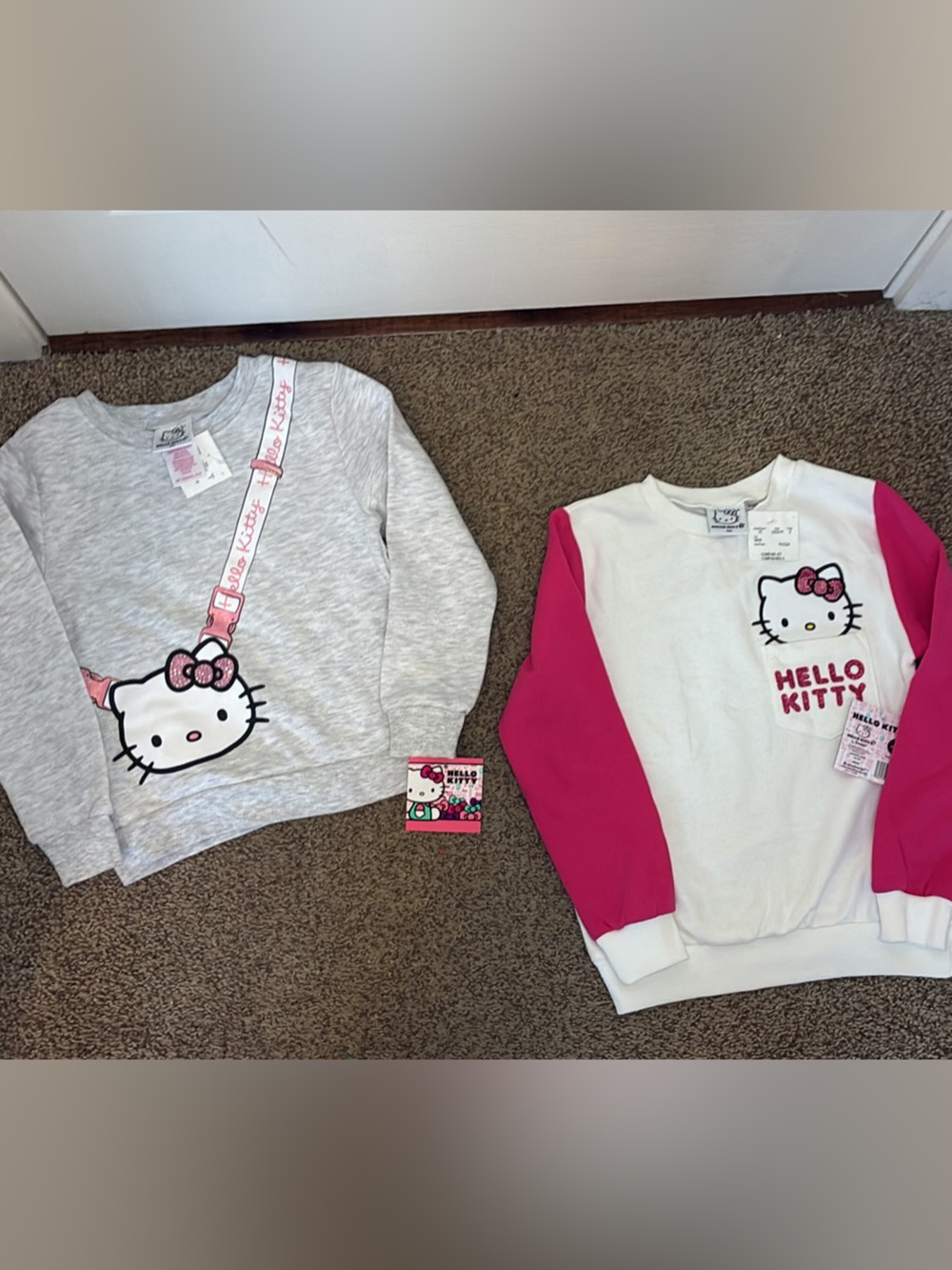 Hello Kitty Girls Sweatshirt Duo in Gray, White & Bright Pink